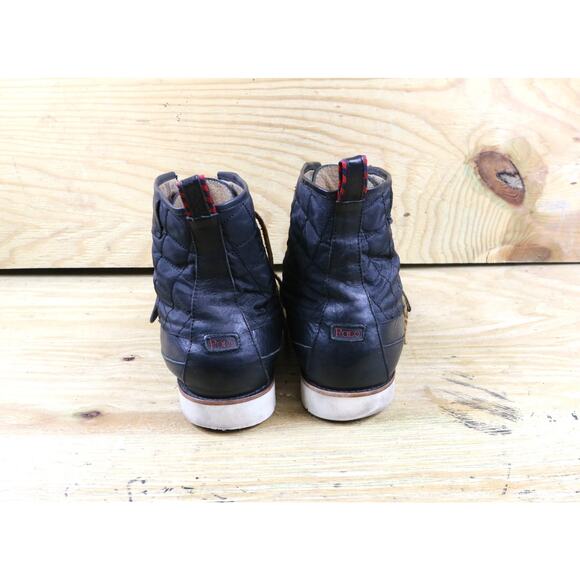 Polo Ralph Lauren Boots Mens 13D Black Leather Quilted Saddleworth III Combat - Picture 4 of 9